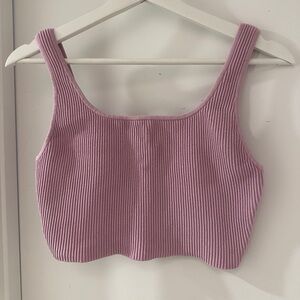 Babaton Pink Ribbed Knit Tank Top